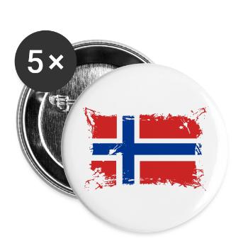 Flagge Norwegen / Norway - Buttons groß 56 mm (5er Pack) - Weiß - Vorne