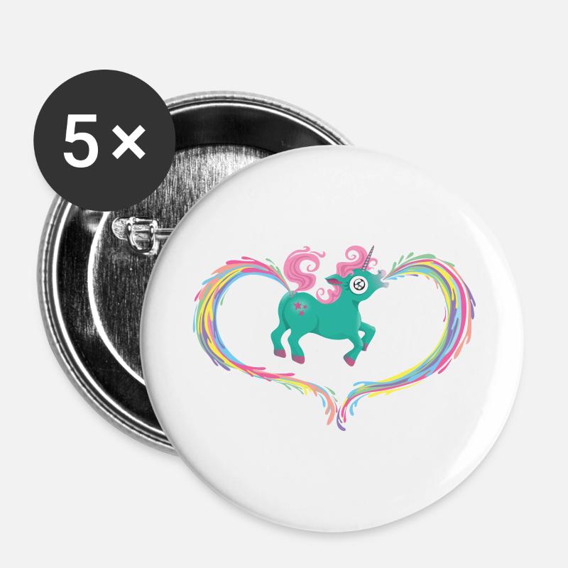 Unicorn - Buttons large 2.2''/56 mm (5-pack) - white