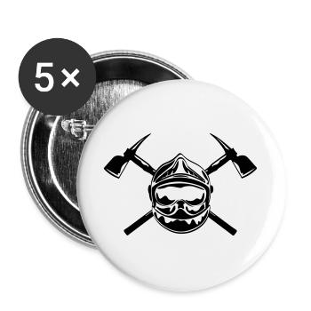 casque_pompier_2 haches - Lot de 5 grands badges (56 mm) - blanc - Devant