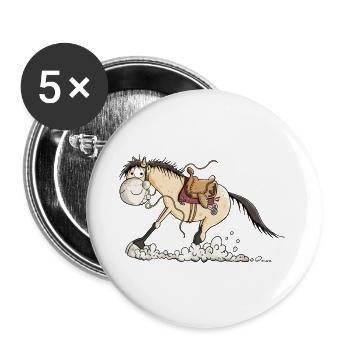 Westernpferd im Sliding Stop - Buttons groß 56 mm (5er Pack) - Weiß - Vorne