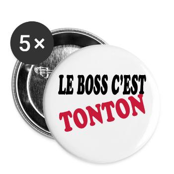 Le boss c'est tonton - Buttons groß 56 mm (5er Pack) - Weiß - Vorne
