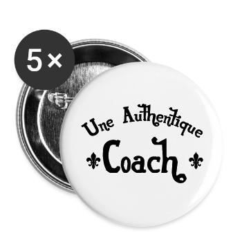 Coach / Coaching / Sport / Entreprise / Psy - Lot de 5 grands badges (56 mm) - blanc - Devant