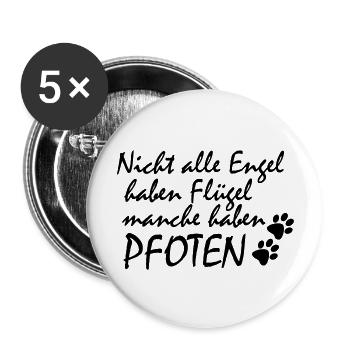 Pfoten Engel - Buttons groß 56 mm (5er Pack) - Weiß - Vorne
