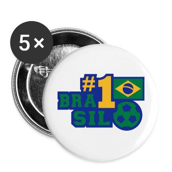 No. 1 Brasil (football) - Buttons large 2.2''/56 mm (5-pack) - white - Front
