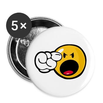 Smiley Angry - Buttons large 2.2''/56 mm (5-pack) - white - Front