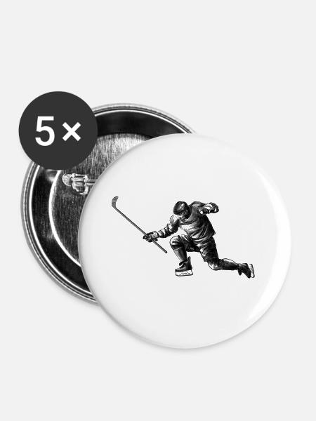 Eishockey - Buttons groß 56 mm (5er Pack) - Weiß