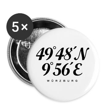 Würzburger Koordinaten Würzburg - Buttons groß 56 mm (5er Pack) - Weiß - Vorne
