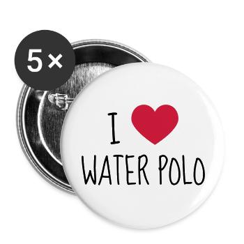 Water Polo / Waterpolo / Water-Polo / Wasserball - Buttons large 2.2''/56 mm (5-pack) - white - Front