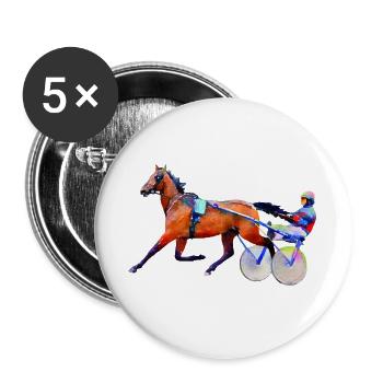 Trabrennen Traber - Buttons groß 56 mm (5er Pack) - Weiß - Vorne