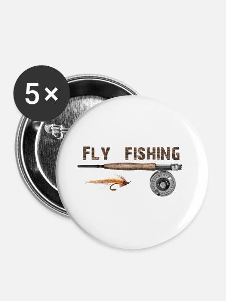 Fly fishing - Buttons groß 56 mm (5er Pack) - Weiß
