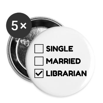 Bibliothek / Bibliothekar / Arbeit / Job - Buttons groß 56 mm (5er Pack) - Weiß - Vorne