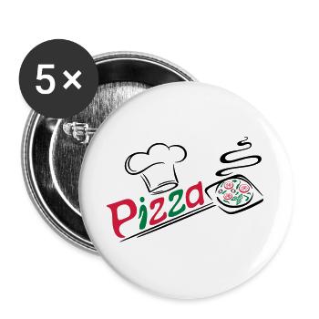 Pizza baker with cooking cap - Buttons large 2.2''/56 mm (5-pack) - white - Front