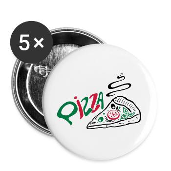 Italienische Pizza, italian food - Buttons groß 56 mm (5er Pack) - Weiß - Vorne