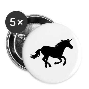 Galoppierendes Einhorn - Buttons groß 56 mm (5er Pack) - Weiß - Vorne