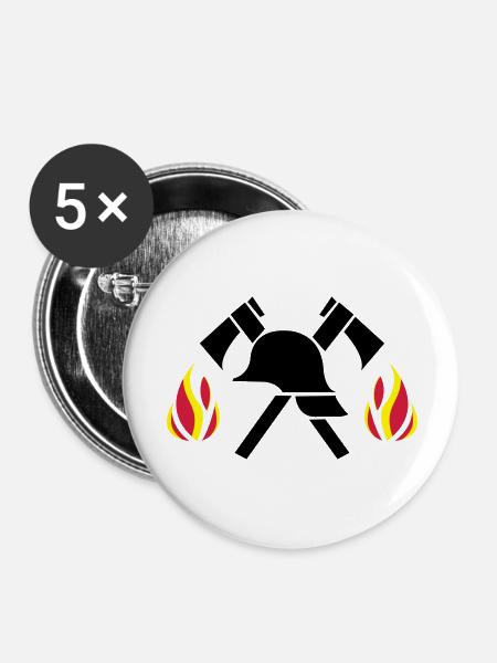 firefighter - Buttons groß 56 mm (5er Pack) - Weiß