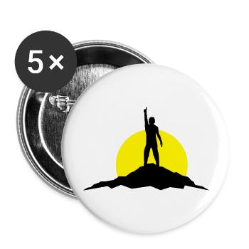 Sport - Berge Wanderer - Buttons groß 56 mm (5er Pack) - Weiß - Vorne