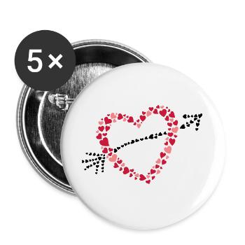 Large heart with arrow from many hearts. - Buttons large 2.2''/56 mm (5-pack) - white - Front