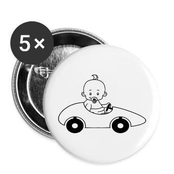auto fahren schnell rennen führerschein leicht kin - Buttons groß 56 mm (5er Pack) - Weiß - Vorne