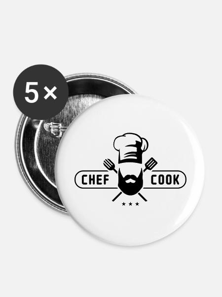 cook chef - Buttons groß 56 mm (5er Pack) - Weiß