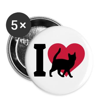 I love cats - Buttons large 2.2''/56 mm (5-pack) - white - Front