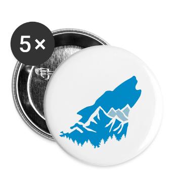 Wolf and mountains - Buttons large 2.2''/56 mm (5-pack) - white - Front