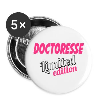Docteur / Infirmier / Kiné / Médecin / Doctoresse - Lot de 5 grands badges (56 mm) - blanc - Devant