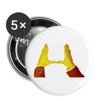 hands - Lot de 5 grands badges (56 mm) - blanc - Devant