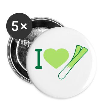 J'aime les poireaux - Lot de 5 grands badges (56 mm) - blanc - Devant