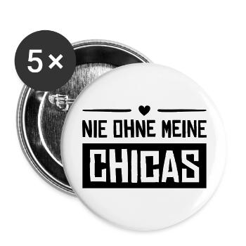 nie ohne meine chicas herz - Buttons groß 56 mm (5er Pack) - Weiß - Vorne