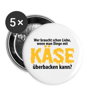 Liebe Käse backen Grill Ofen Herd Küche Toast Amor - Buttons groß 56 mm (5er Pack) - Weiß - Vorne