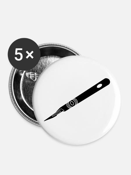 Skalpell_bs3 - Buttons groß 56 mm (5er Pack) - Weiß