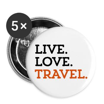 LIVE. LOVE. TRAVEL. - Lot de 5 grands badges (56 mm) - blanc - Devant