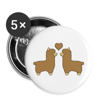 lama alpaca comic love - Buttons groß 56 mm (5er Pack) - Weiß - Vorne