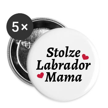 Stolze Labrador Mama - Buttons groß 56 mm (5er Pack) - Weiß - Vorne