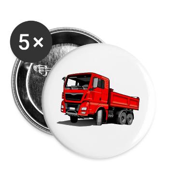Truck red - Buttons large 2.2''/56 mm (5-pack) - white - Front