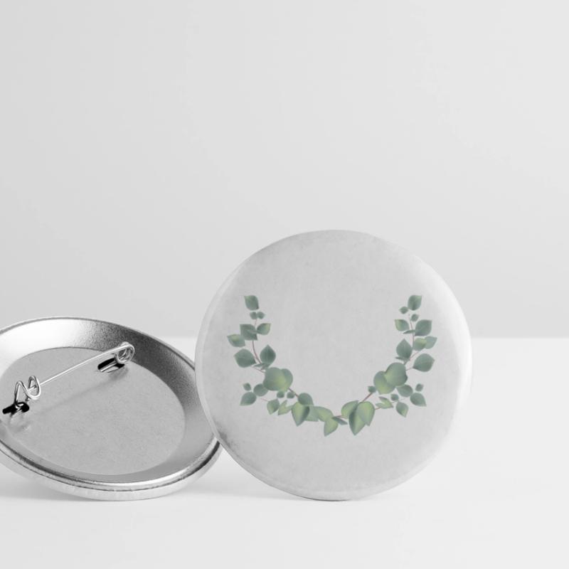 delicate eucalyptus branches as a half wreath Buttons large 2.2''/56 mm (5-pack)