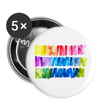 Watercolour Rainbow Flag Banner - Buttons large 2.2''/56 mm (5-pack) - white - Front