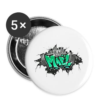 Mael Graffiti Name - Lot de 5 grands badges (56 mm) - blanc - Devant