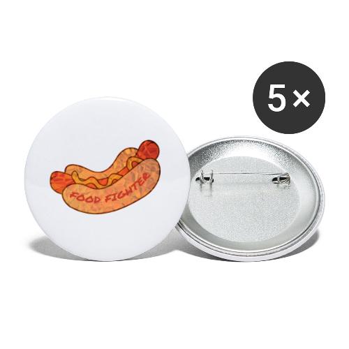 Food Fighter - Hot Dog - Buttons groß 56 mm (5er Pack)