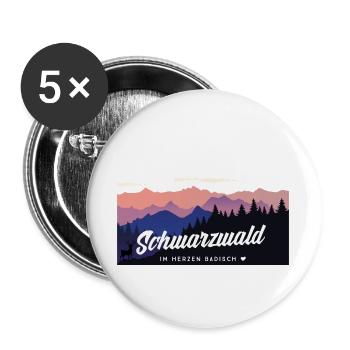 Schwarzwald - im Herzen Badisch - Buttons groß 56 mm (5er Pack) - Weiß - Vorne