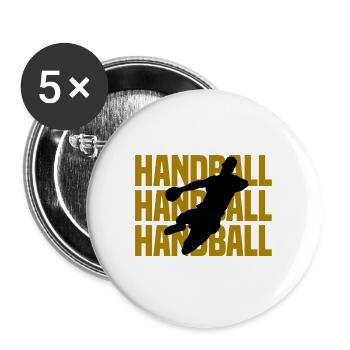 Handball Sprung Silhouette Gold - Buttons groß 56 mm (5er Pack) - Weiß - Vorne