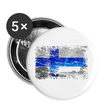 Finland with northern lights in vintage style - Buttons large 2.2''/56 mm (5-pack) - white - Front
