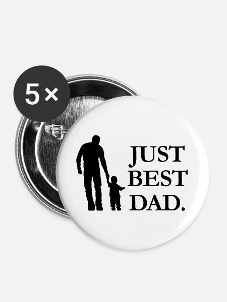 Just Best Dad - Buttons groß 56 mm (5er Pack) - Weiß