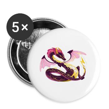Magical electric dragon - dragon of the elements - Buttons large 2.2''/56 mm (5-pack) - white - Front