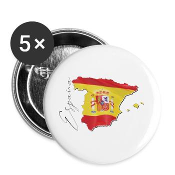 Spanien | echte Flagge | Flag Map ES - Buttons groß 56 mm (5er Pack) - Weiß - Vorne