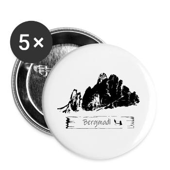 Bergmadl mit Hut - Buttons groß 56 mm (5er Pack) - Weiß - Vorne