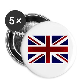 Britische Flagge, Vereinigtes Königreich, Rot, Weiß und Blau - Buttons groß 56 mm (5er Pack) - Weiß - Vorne