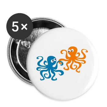 Octopus Valentine's Day Comic Sea Octopus Child - Buttons large 2.2''/56 mm (5-pack) - white - Front