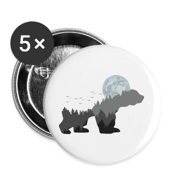 Bear in nature, mountains - Buttons large 2.2''/56 mm (5-pack) - white - Front