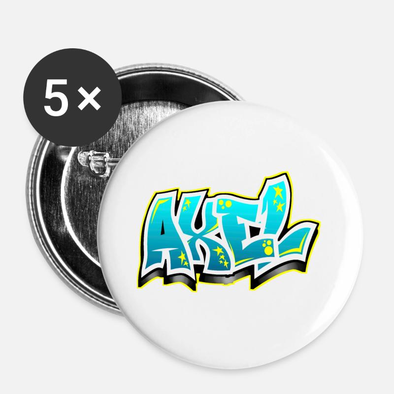 Graffiti Name Axel - Buttons large 2.2''/56 mm (5-pack) - white